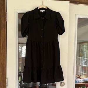 Ces Femme Black Puff Sleeve Mini Dress size small